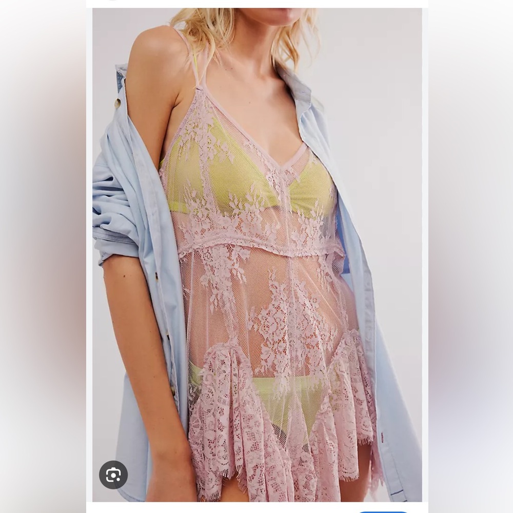 Free People Dream Walk Lace Fairy Ruffles Hem Tunic Top In Pirouette XS